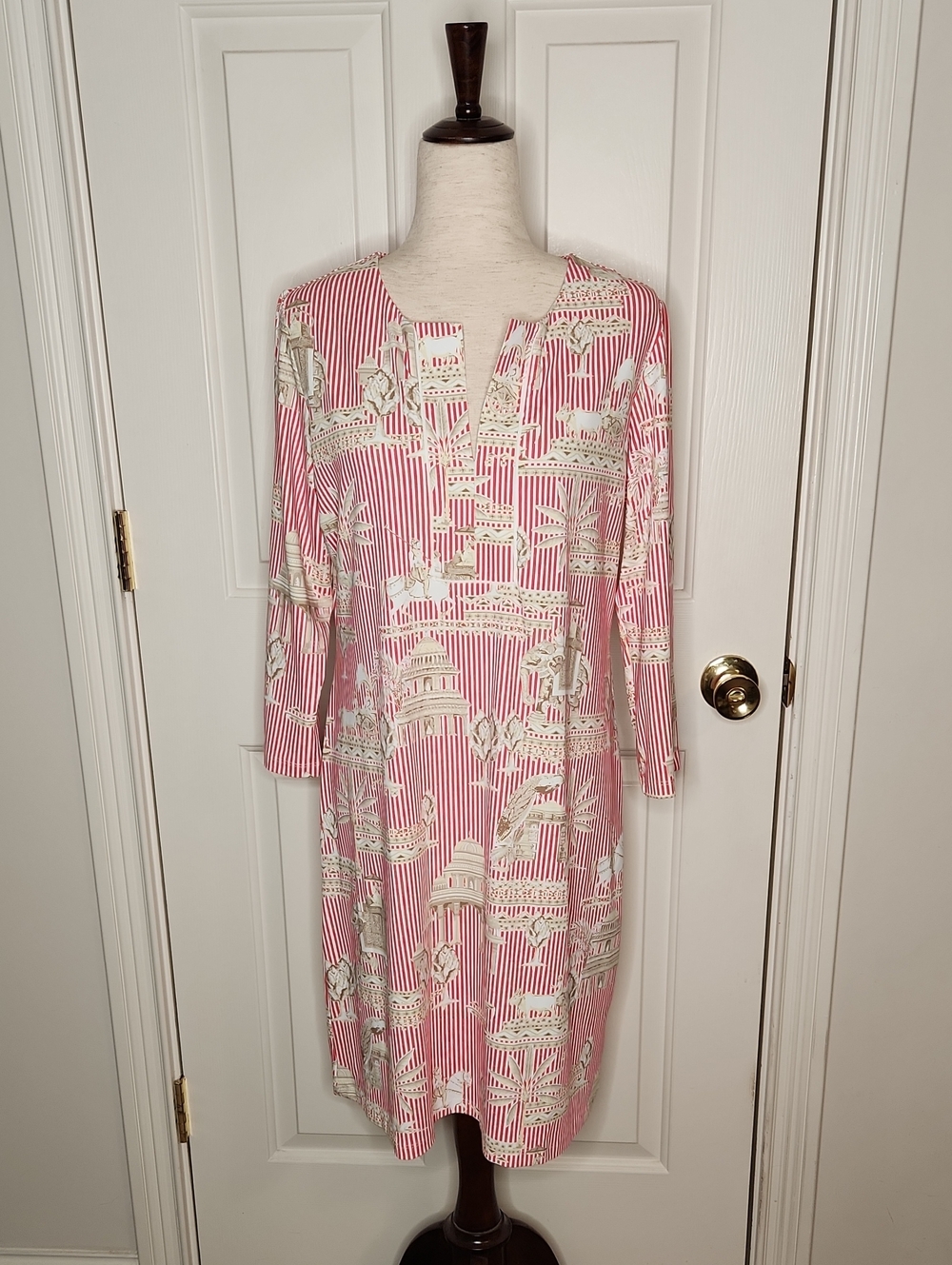 Kenny Dana Slit Placket Dress with 3/4 Slit Sleeve Size L